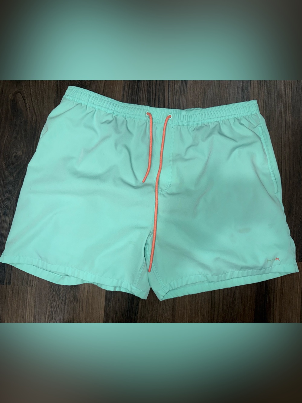 Huk PURSUIT VOLLEY SWIM SHORT Mint Green Swim Short with Coral Drawstring Accent